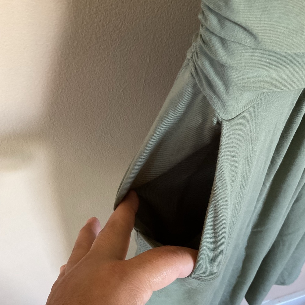 Quince Tencel Jersey Ruched Waist Dress Sage Green Size Small - Picture 5 of 11